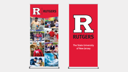 Images of two Rutgers pull-up banners