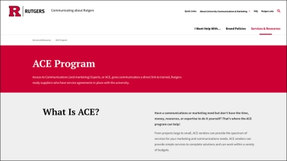 Communicating about Rutgers ACE Program page