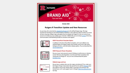 An example of a Rutgers Brand Aid E-Newsletter