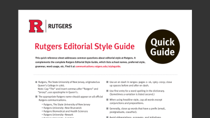 Rutgers Editorial Quick Style Guide