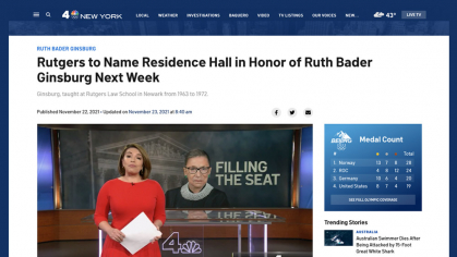 Rutgers to Name Residence Hall in Honor of Ruth Bader Ginsburg Next Week