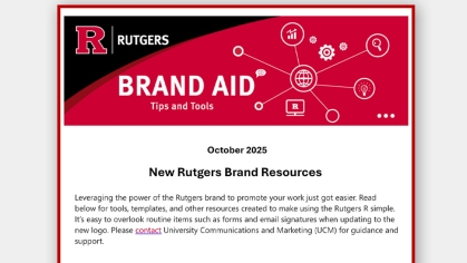 An example of a Rutgers Brand Aid E-Newsletter