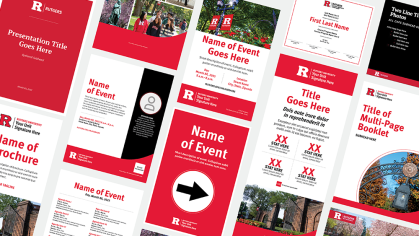 graphics representing various Rutgers brand templates