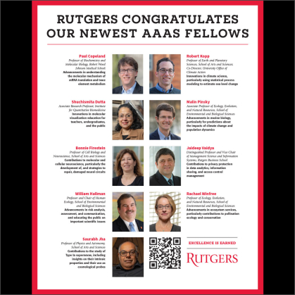 A print ad highlighting Rutgers AAAS fellows