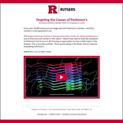 An example of a direct email from Rutgers