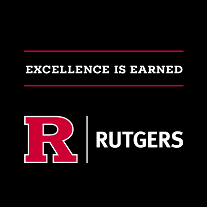 Excellence is Earned tagline with R Rutgers logo