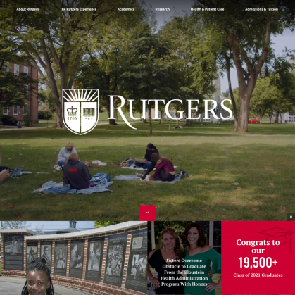 Screenshot of rutgers.edu homepage