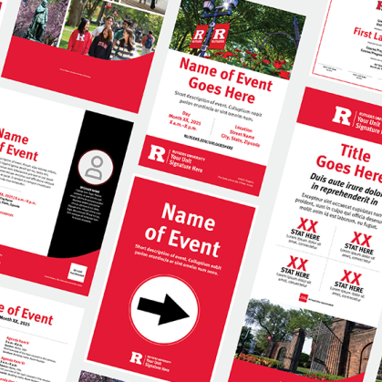 graphics representing various Rutgers brand templates