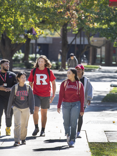 Rutgers students walking on campus