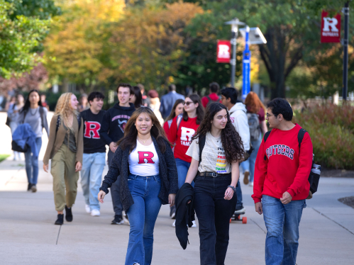 Students walking on the Livinston Campus