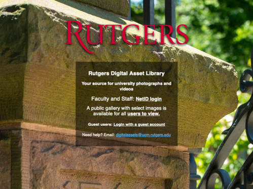 Login screen of the Rutgers Digital Asset Library